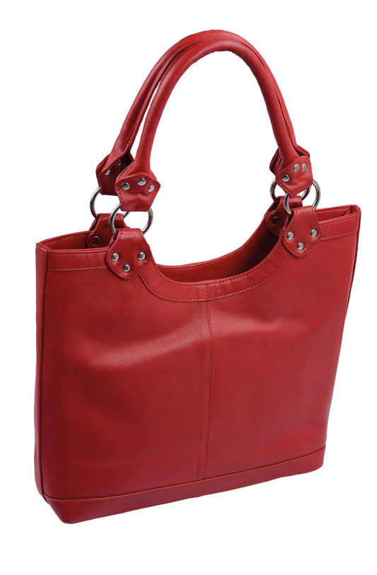 rote Lederhandtasche Ledershopper