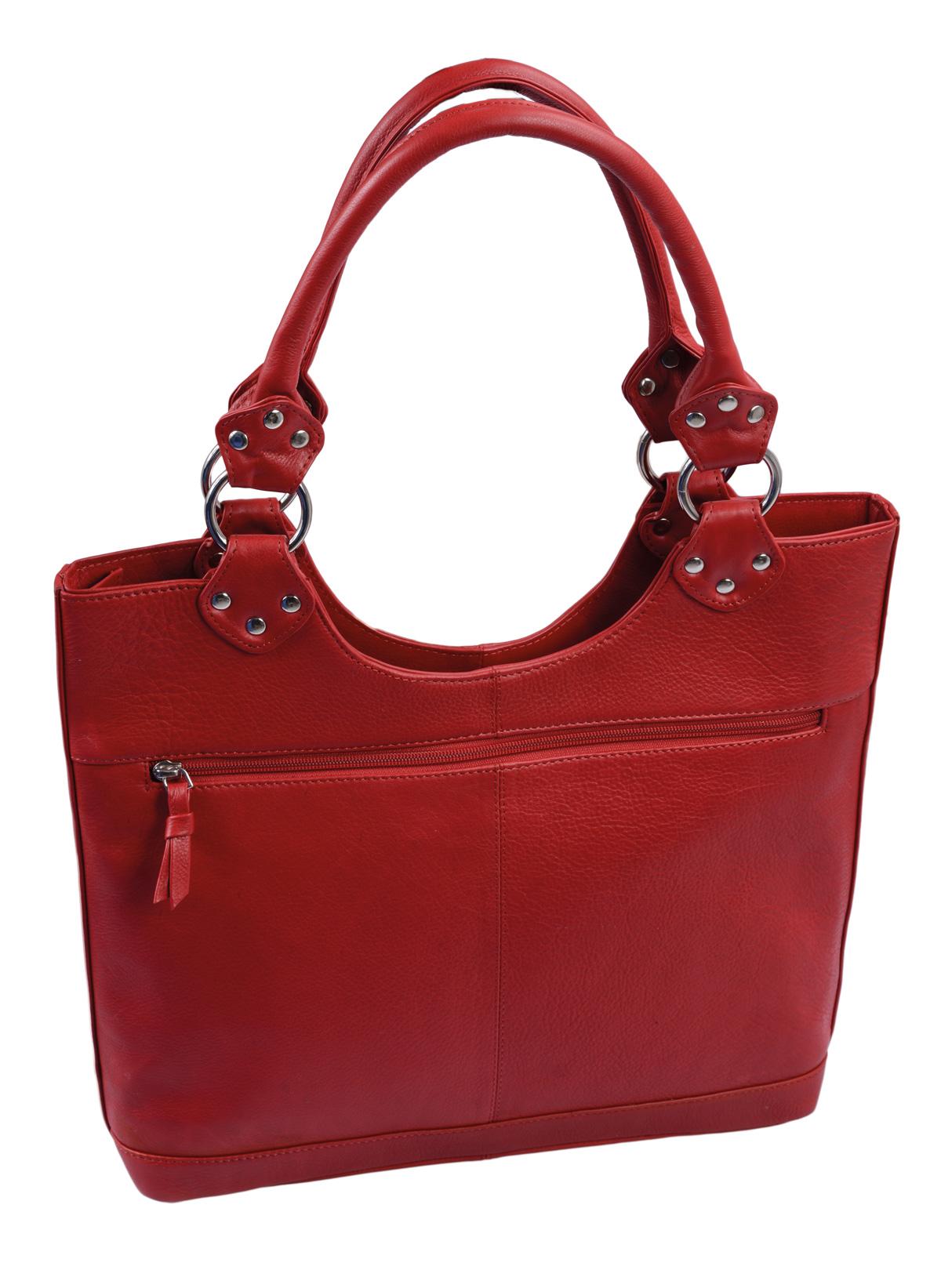 rote Lederhandtasche Ledershopper