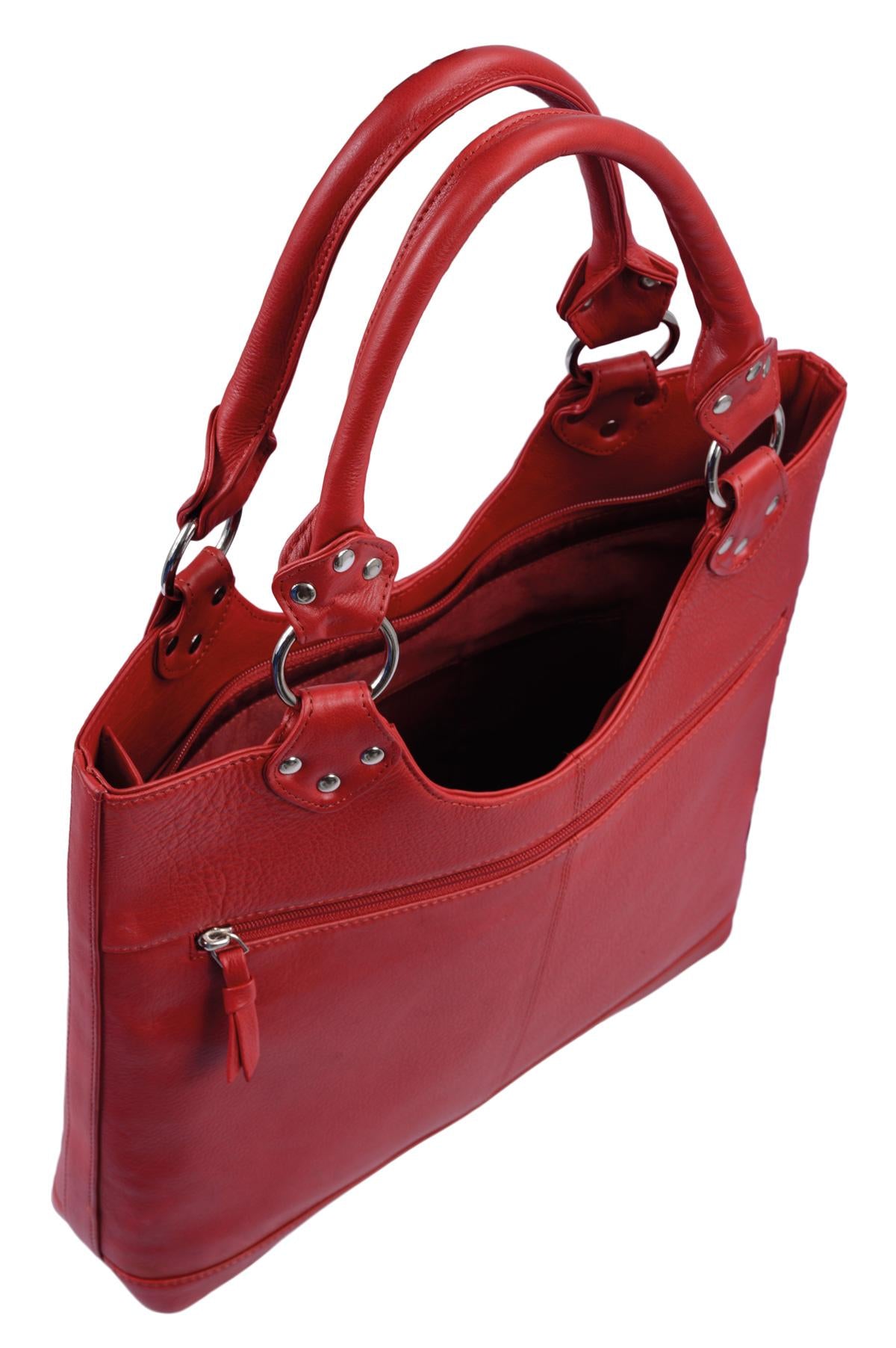 rote Lederhandtasche Ledershopper