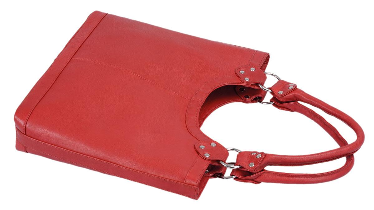 rote Lederhandtasche Ledershopper