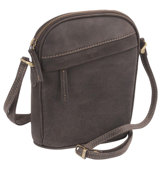 kleine Reißverschluss Handtasche Leder dunkelbraun
