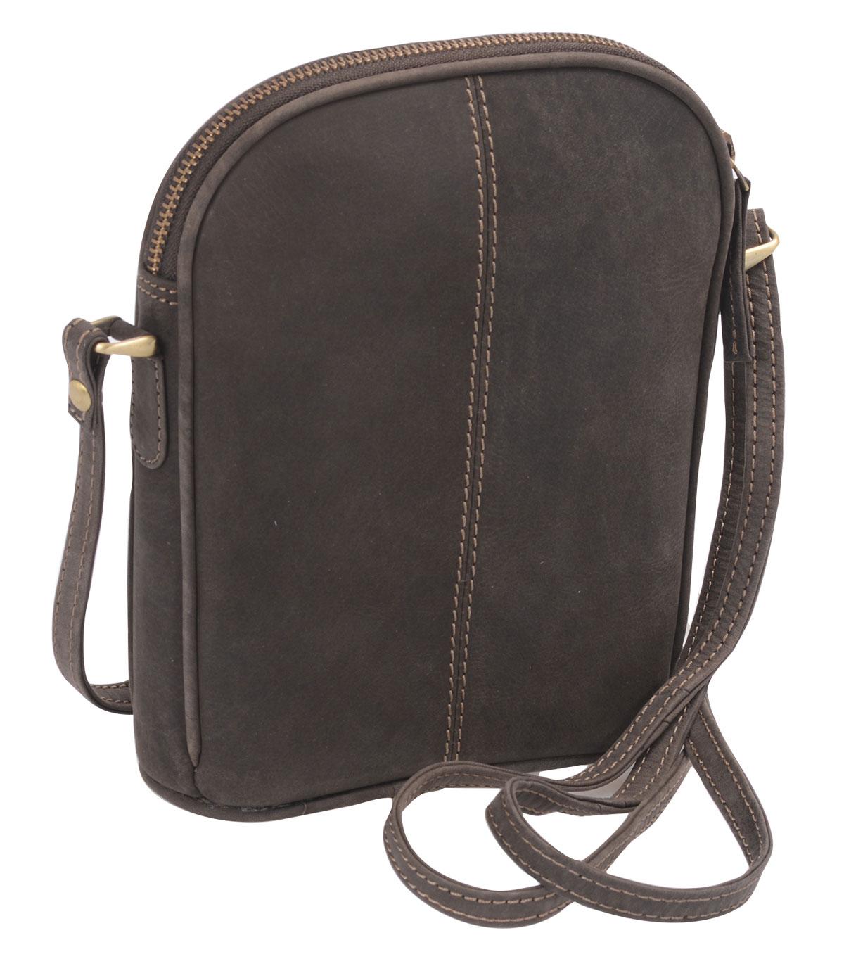 kleine Reißverschluss Handtasche Leder dunkelbraun