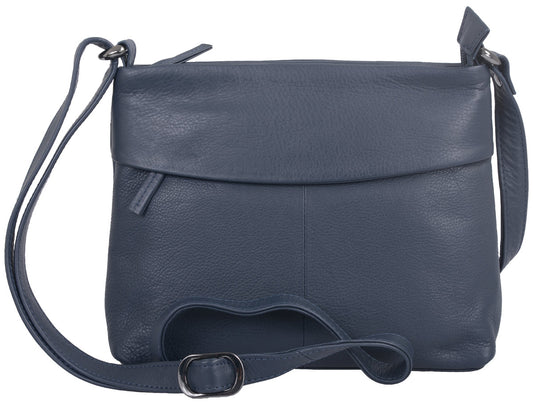 Handtasche blau mit Außenfächern und verstellbarem Tragegurt