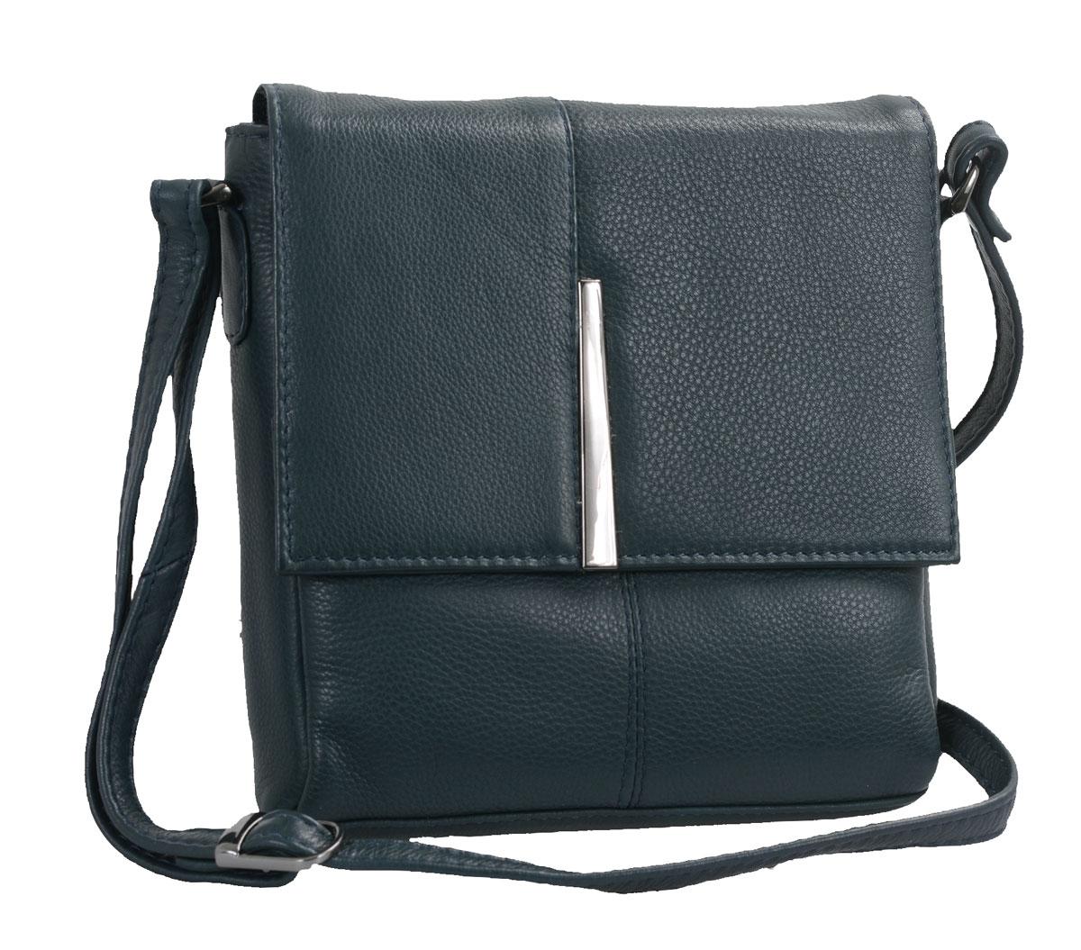 Petrolfarbene Wortmann Handtasche mit Außenfächern und Handyfach