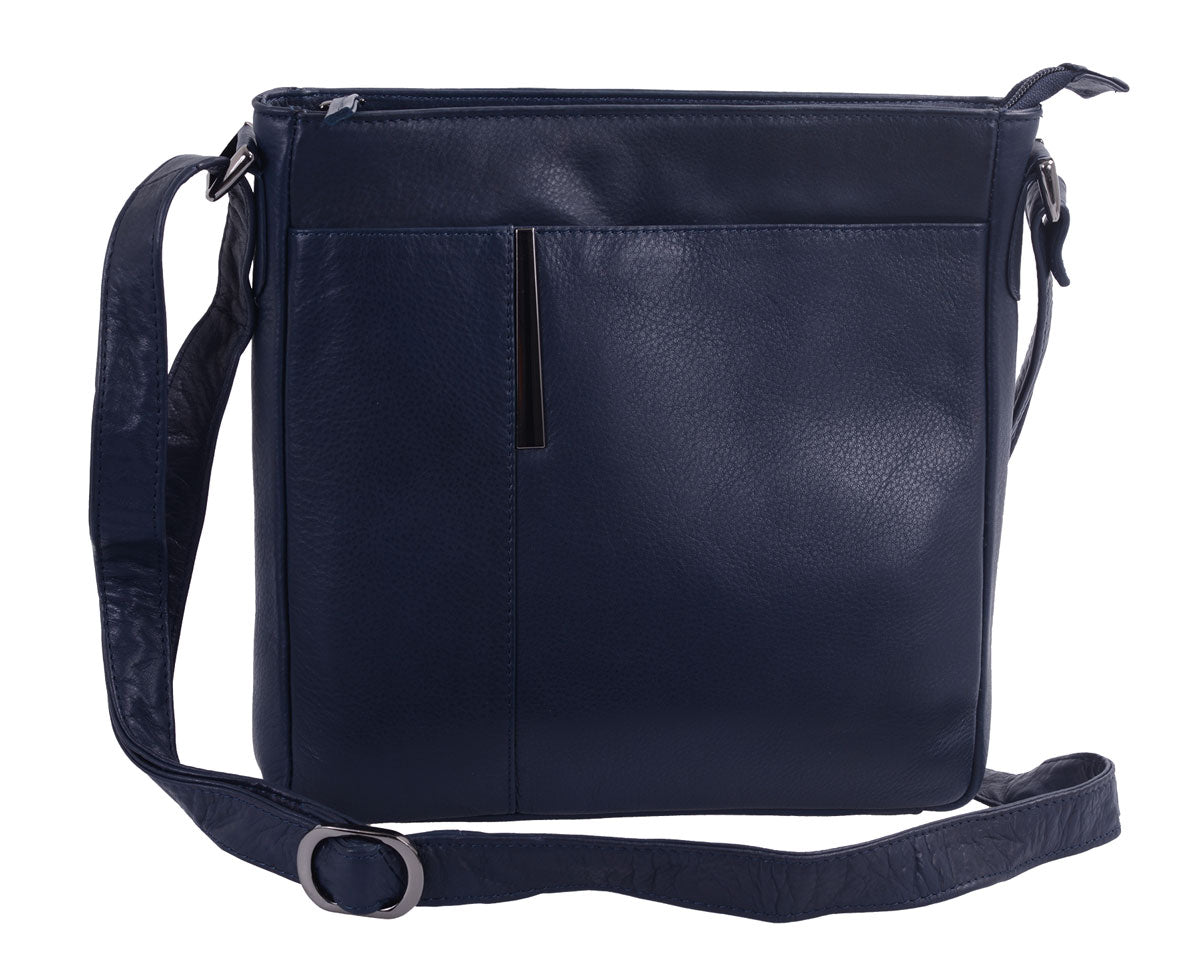 Lemondo Damen Lederhandtasche dunkelblau mit Schulterriemen