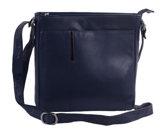Lemondo Damen Lederhandtasche dunkelblau mit Schulterriemen