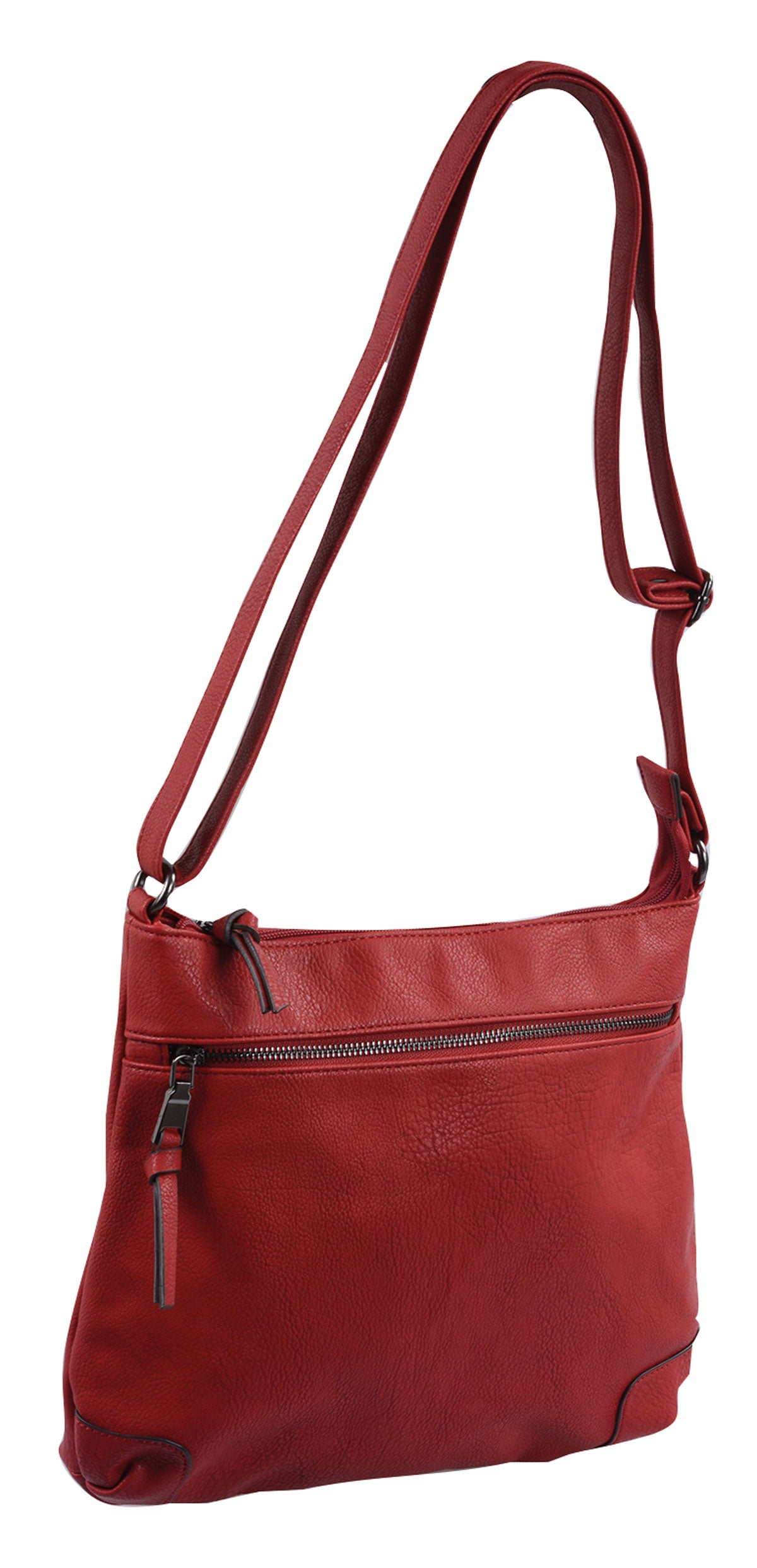 Flache Damentasche Schultertasche rot mit verstellbarem Trageriemen
