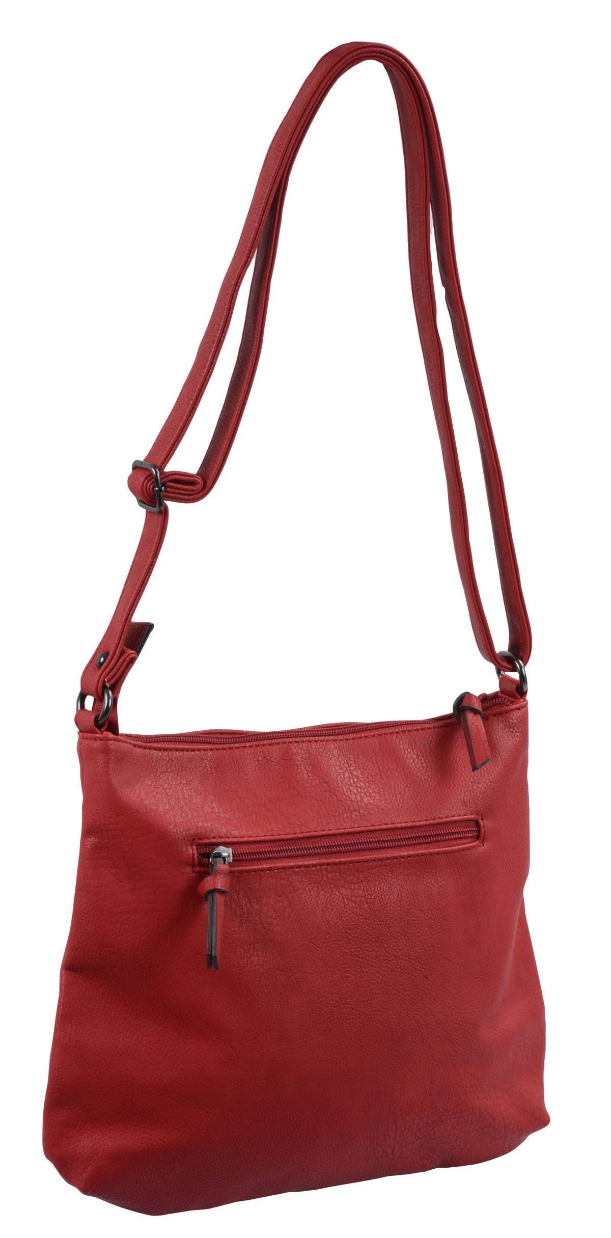 Flache Damentasche Schultertasche rot mit verstellbarem Trageriemen
