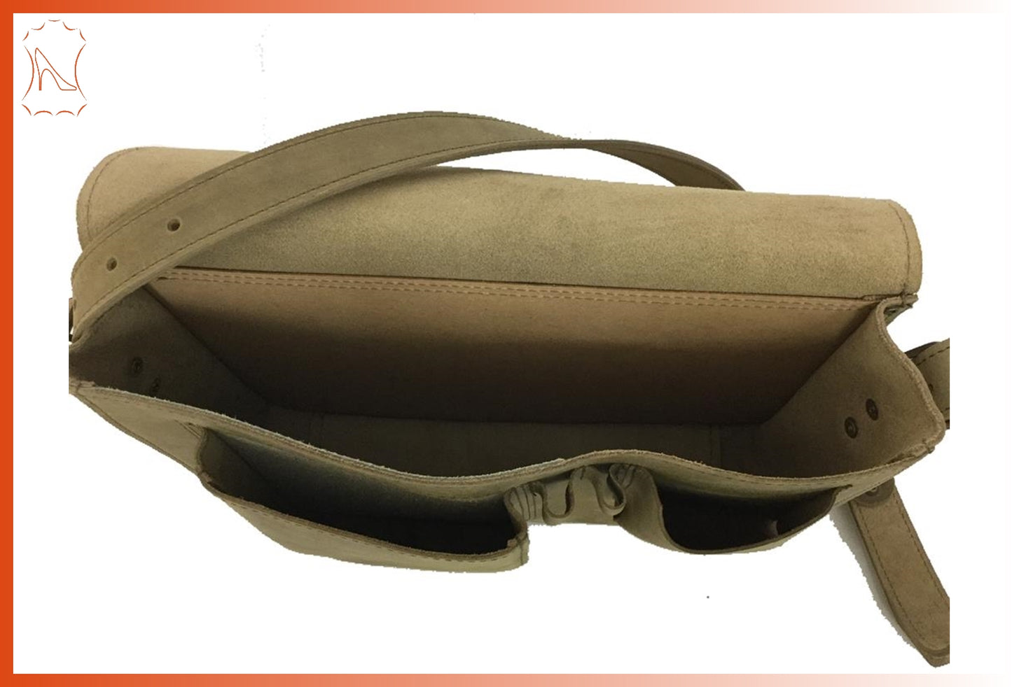 mittlerere Vollrindleder-Aktentasche mit schräger Klappe hellbraun new antik