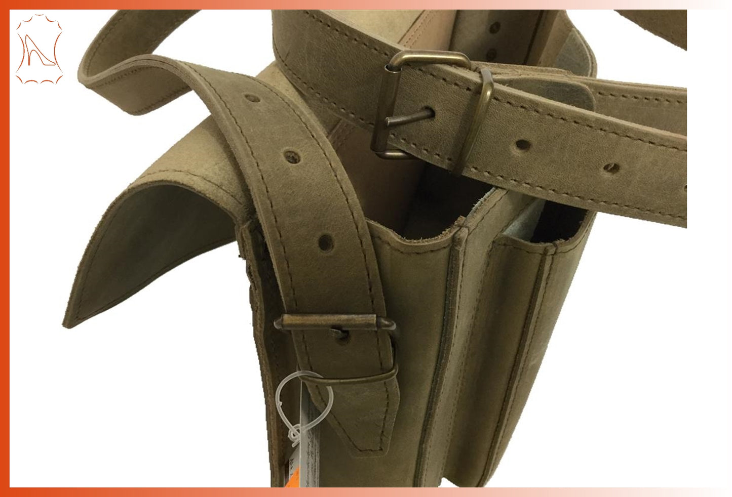 mittlerere Vollrindleder-Aktentasche mit schräger Klappe hellbraun new antik