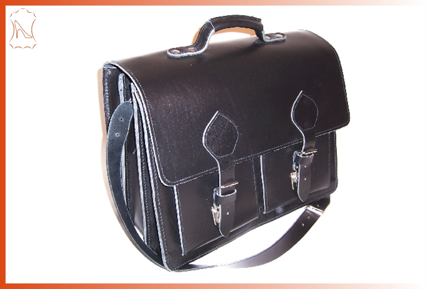 Thielemann' Ledertasche schwarz 3 Fächer 7,5/10/7,5