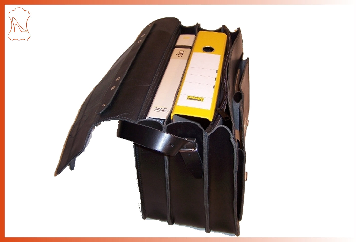 Thielemann' Ledertasche schwarz 3 Fächer 7,5/10/7,5