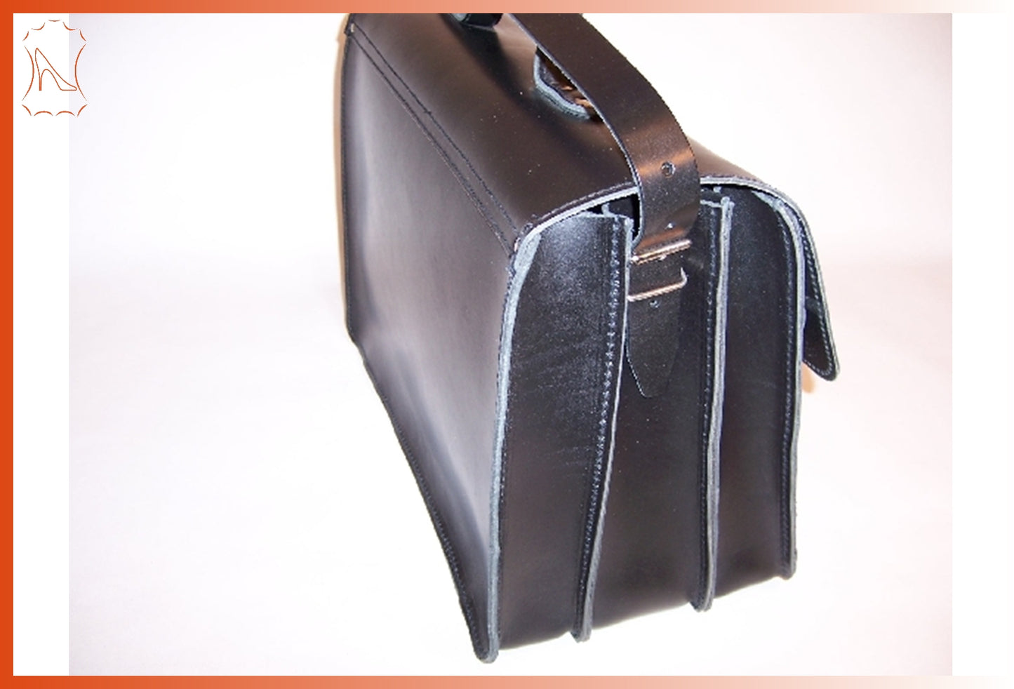 Thielemann' Ledertasche schwarz 3 Fächer 7,5/10/7,5