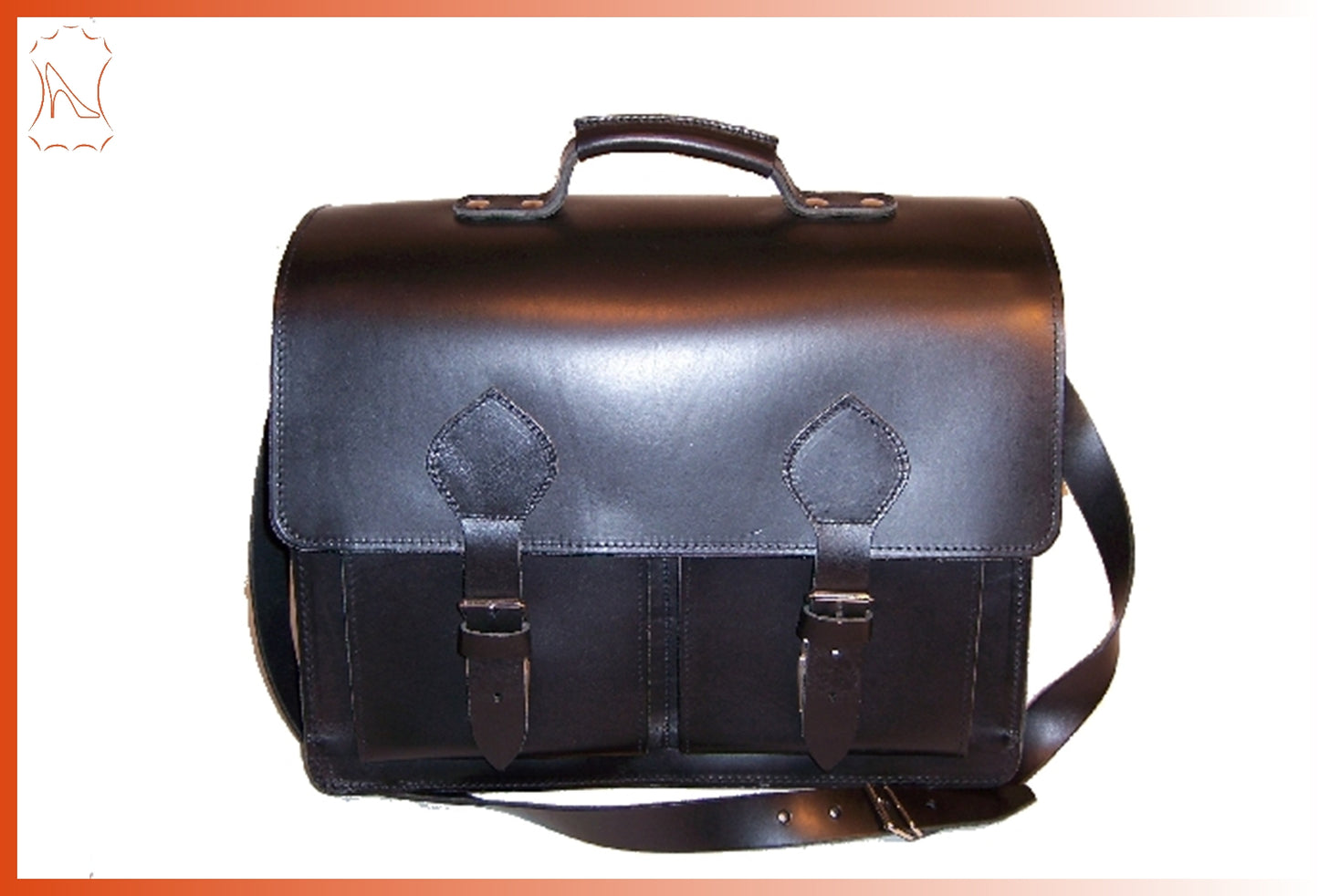 Thielemann' Ledertasche schwarz 3 Fächer 7,5/10/7,5