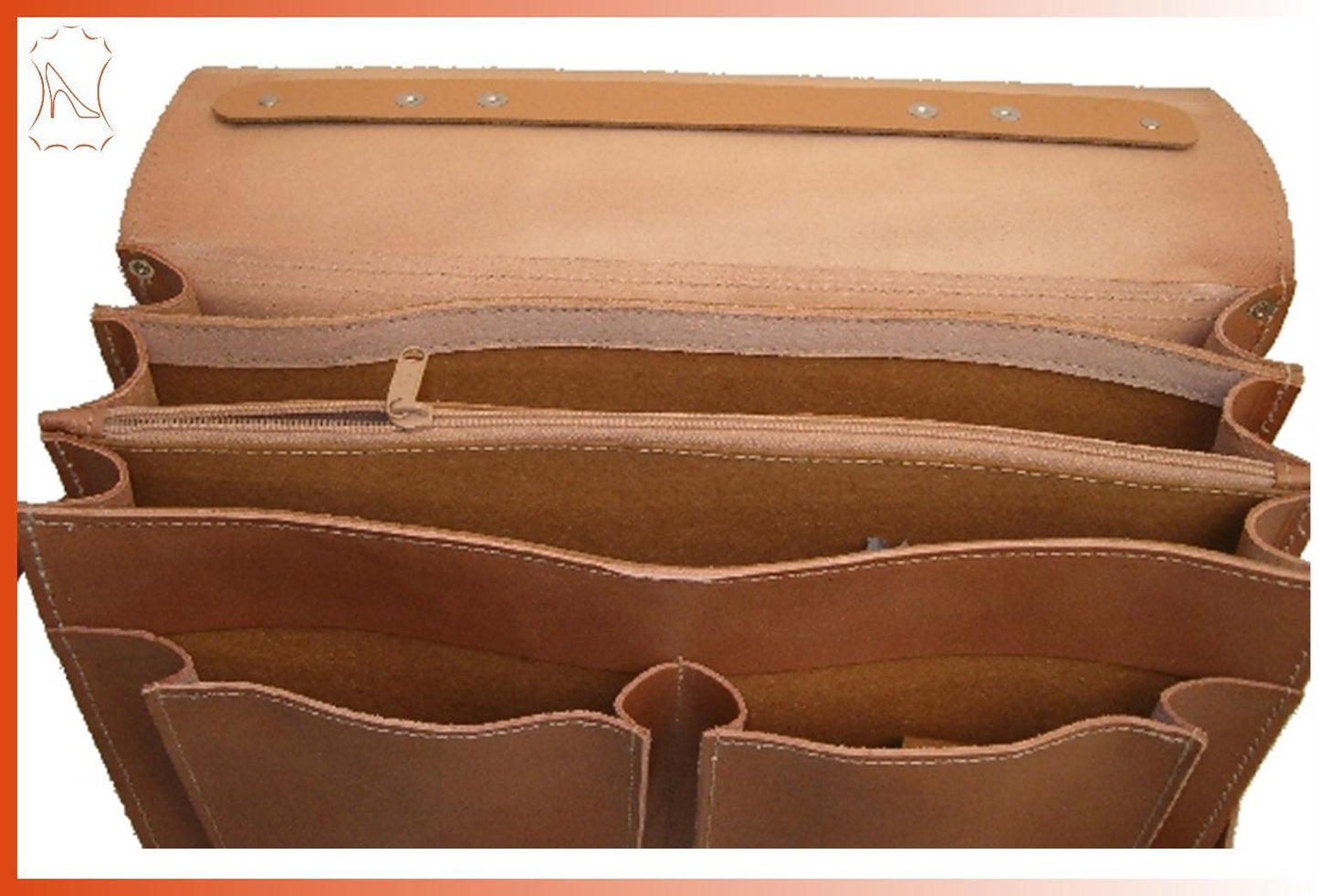 Thielemann' Ledertasche 40x28x7,5/7,5/7,5 - 3Fächer voll braun