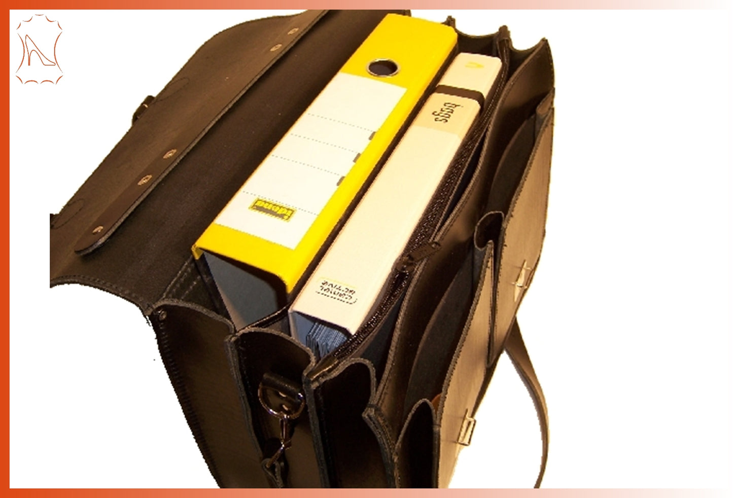 Thielemann' Ledertasche 40x28x7,5/7,5/7,5 - 3Fächer voll braun