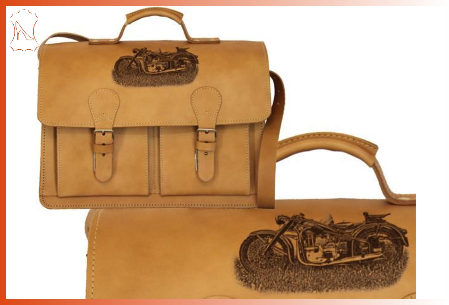 Thielemann' Ledertasche 40x28x7,5/7,5/7,5 - 3Fächer voll braun