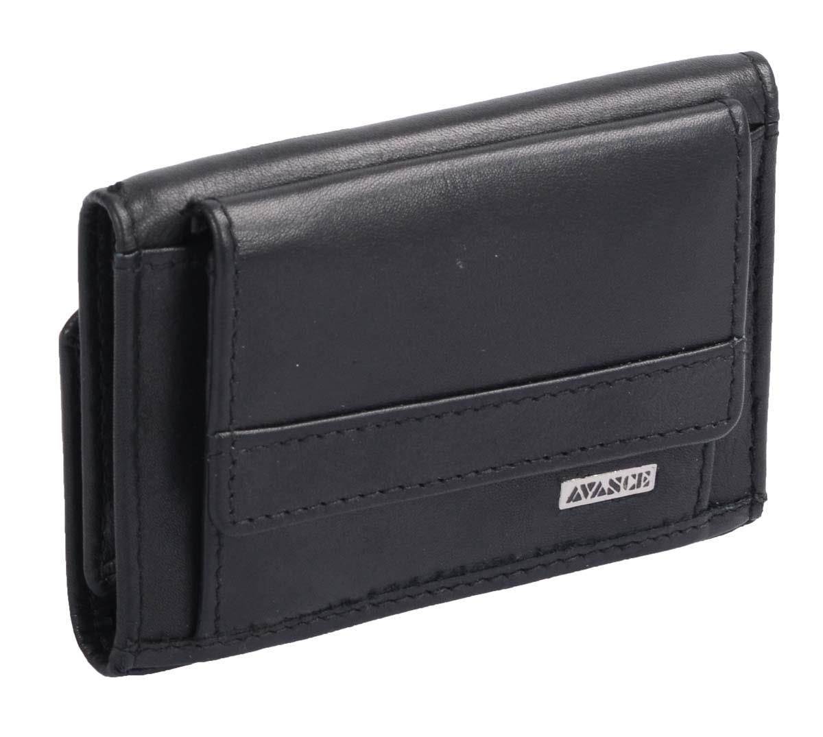 schönes schwarzes Mini Portemonnaie, kleine Leder Herren Geldbörse, schwarz