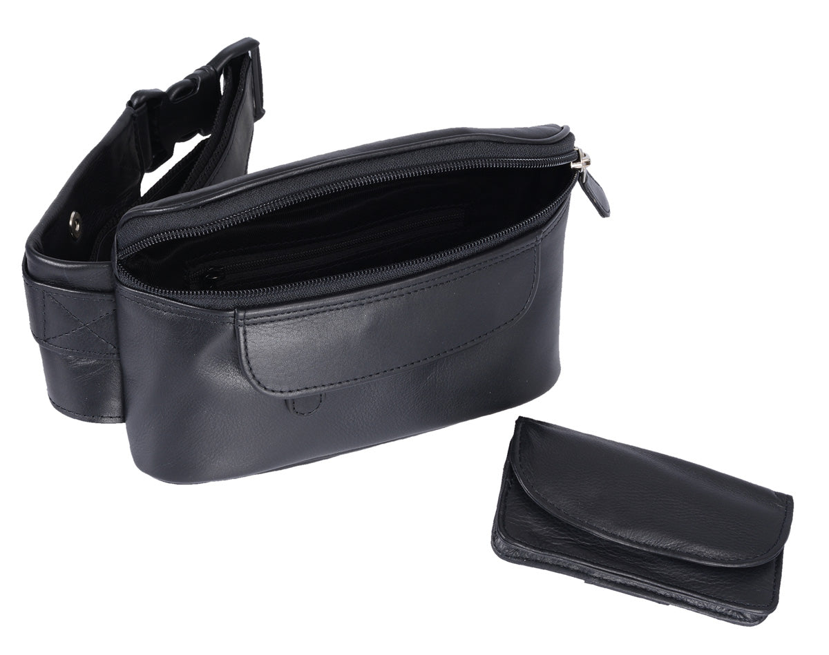 Schwarze Gürteltasche aus Leder – kompakt, praktisch und alltagstauglich