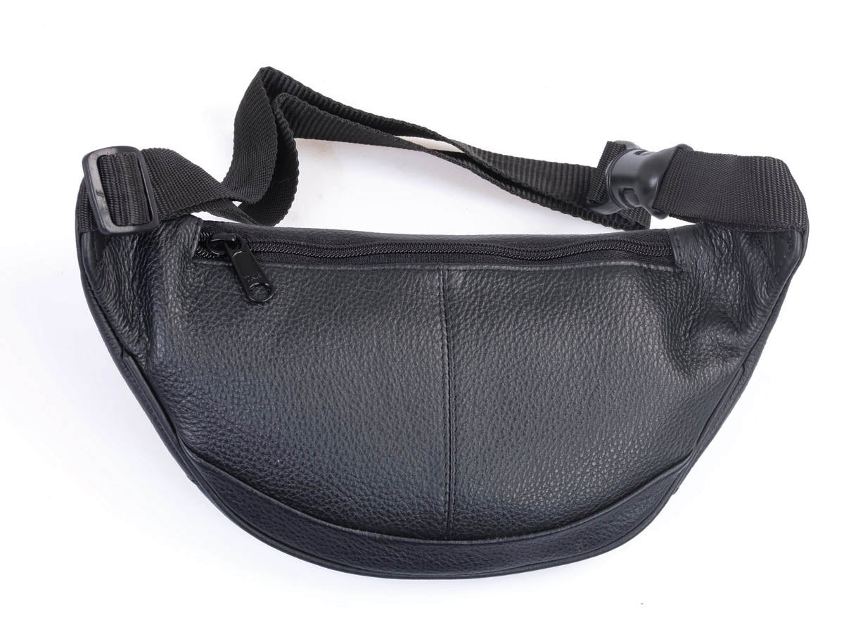 schwarze echt Leder Gürteltasche Bauchtasche
