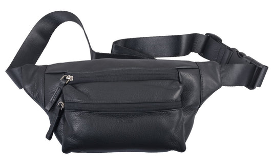 Echtleder Gürteltasche, schwarz