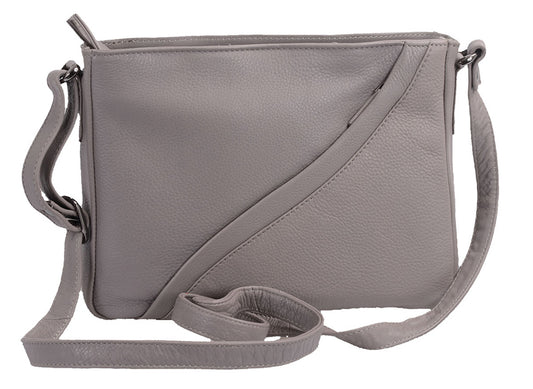 mittlere Ledertasche, taupe, 2 Reißverschluss-Hauptfächer