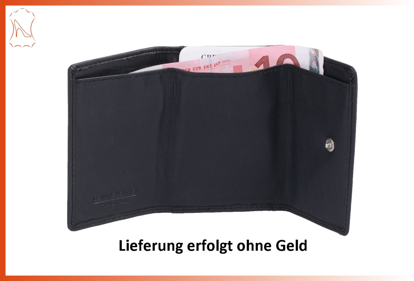 kleine Leder Herren Minibörse im EC-Kartenformat, schwarz