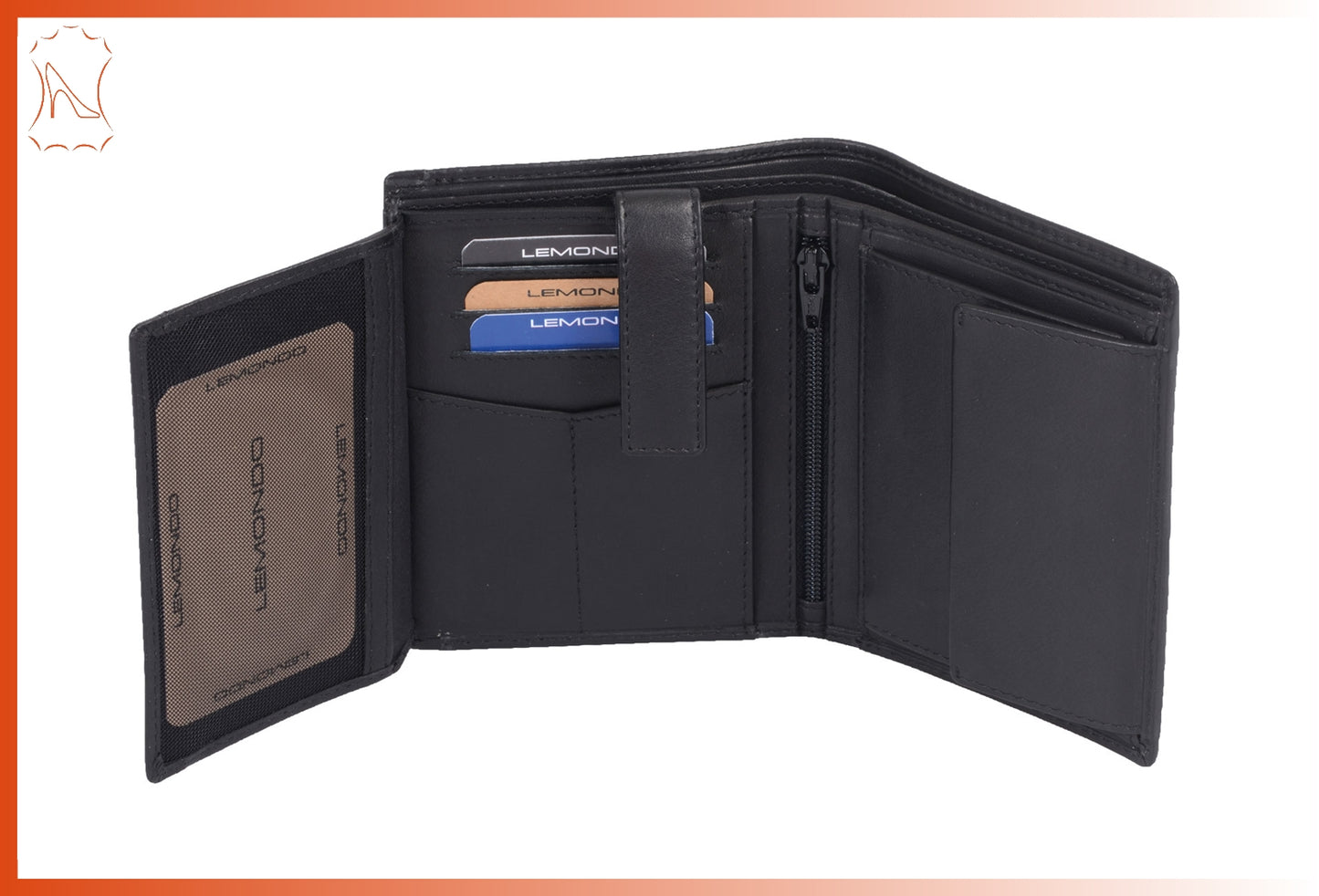 Schwarze Herren Scheintasche aus Leder – Hochformat & RFID-geschützt