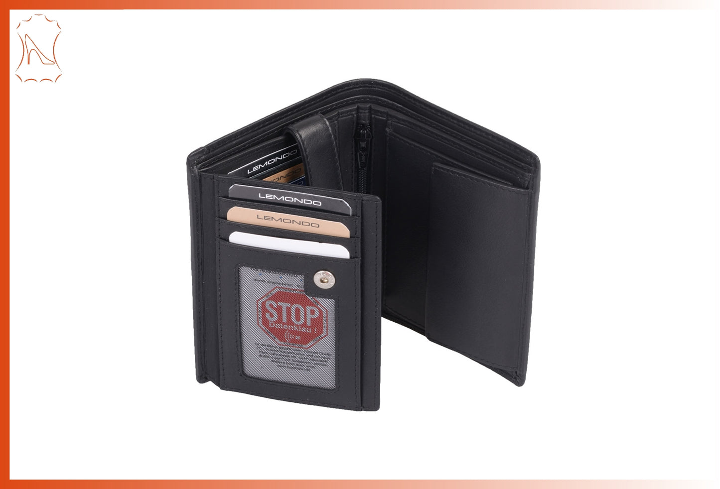 Schwarze Herren Scheintasche aus Leder – Hochformat & RFID-geschützt