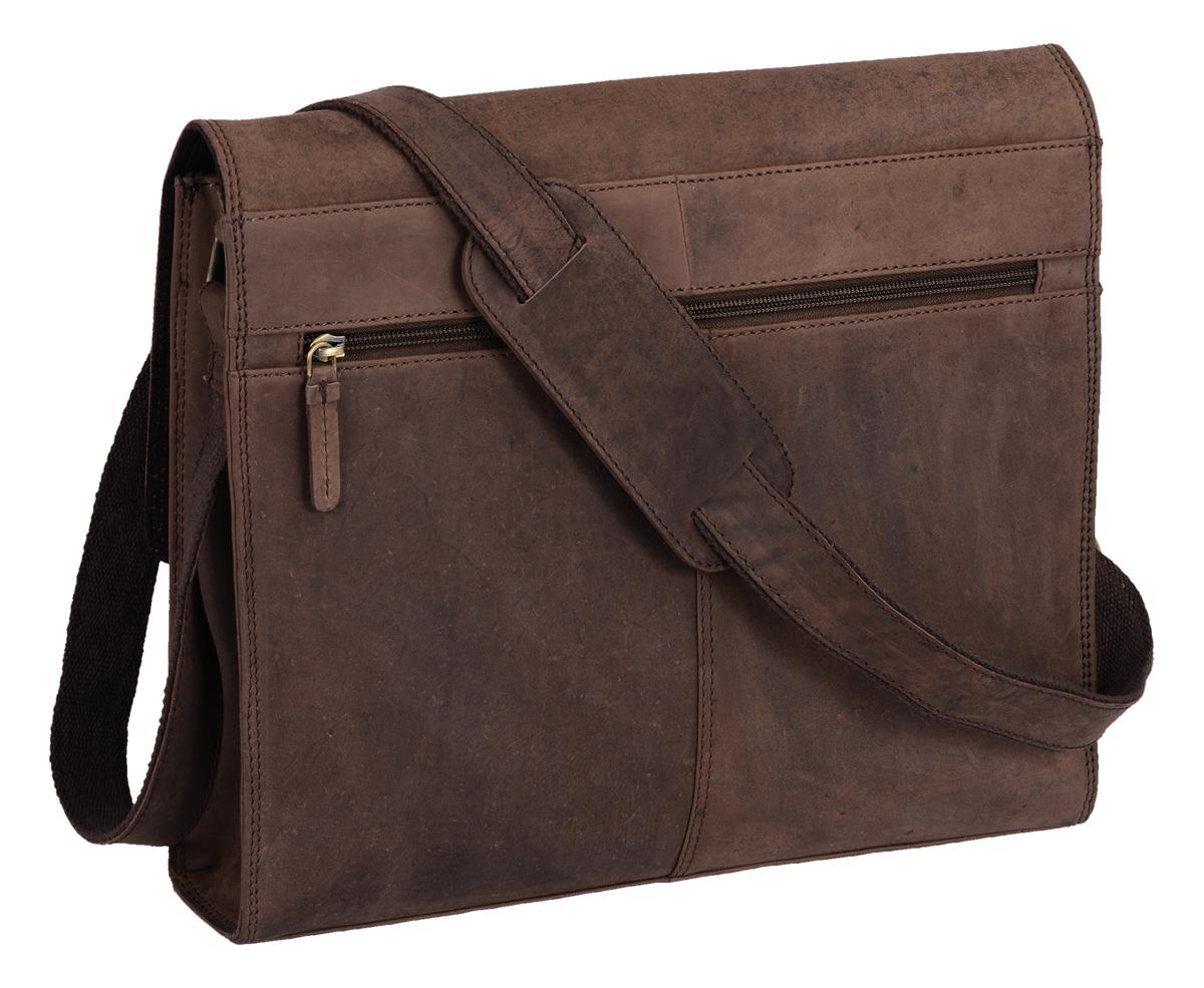 Lederüberschlagtasche Aktentmappe Lederumhängetasche Ordnergröße mittelbraun