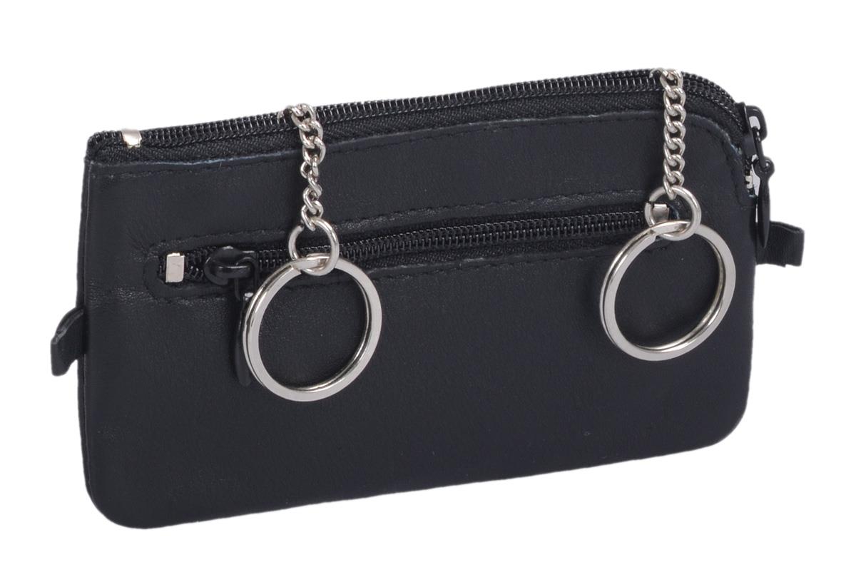 preisgünstige schwarze Schlüsseltasche, Leder