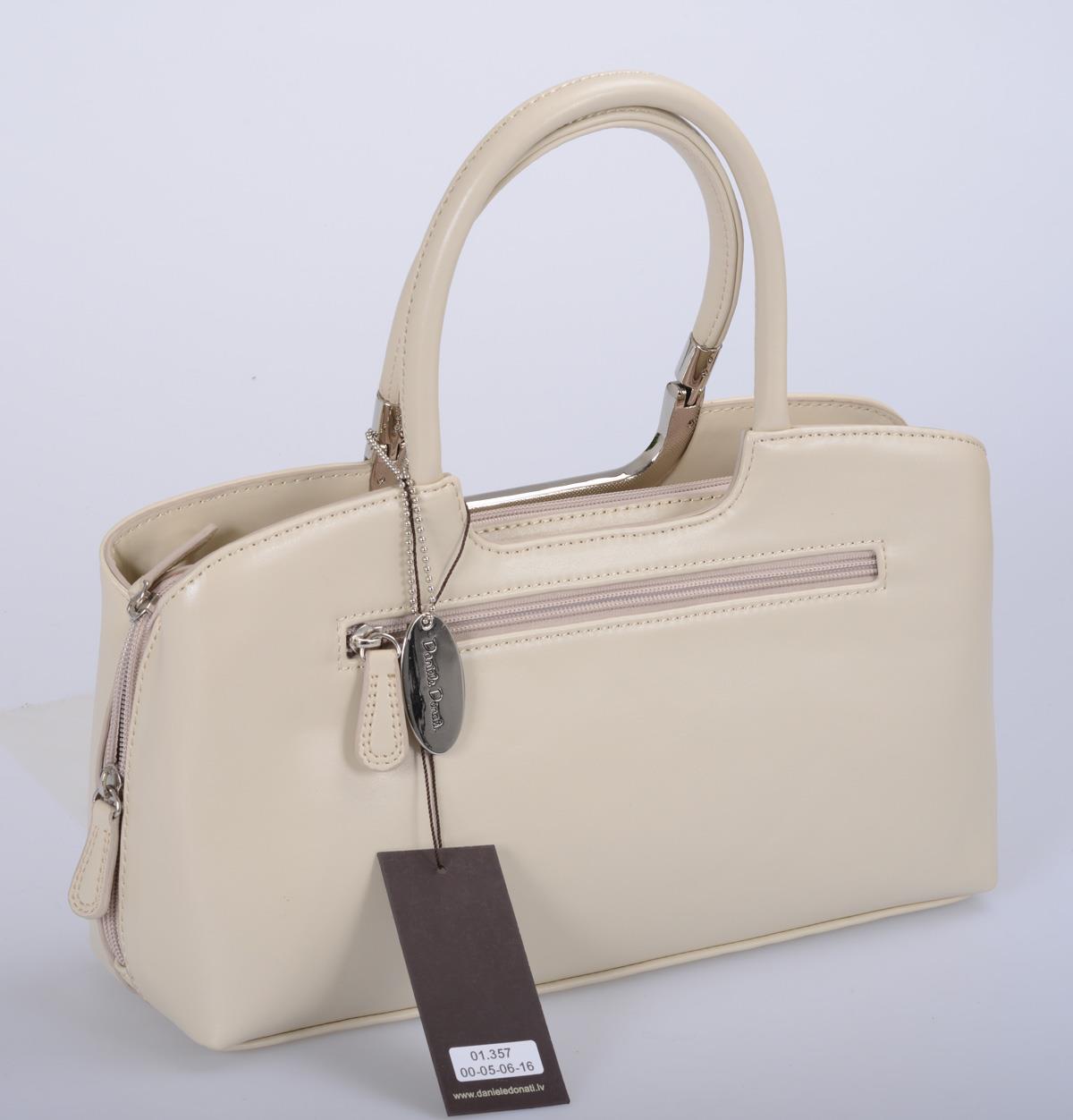 mittlere beige Daniele Donati Handtasche, fest Form, Schultergurt abnehmbar