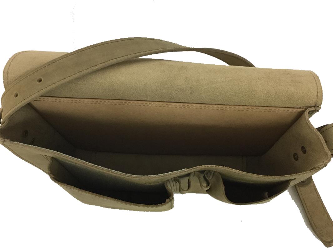 mittlerere Vollrindleder-Aktentasche mit schräger Klappe hellbraun new antik