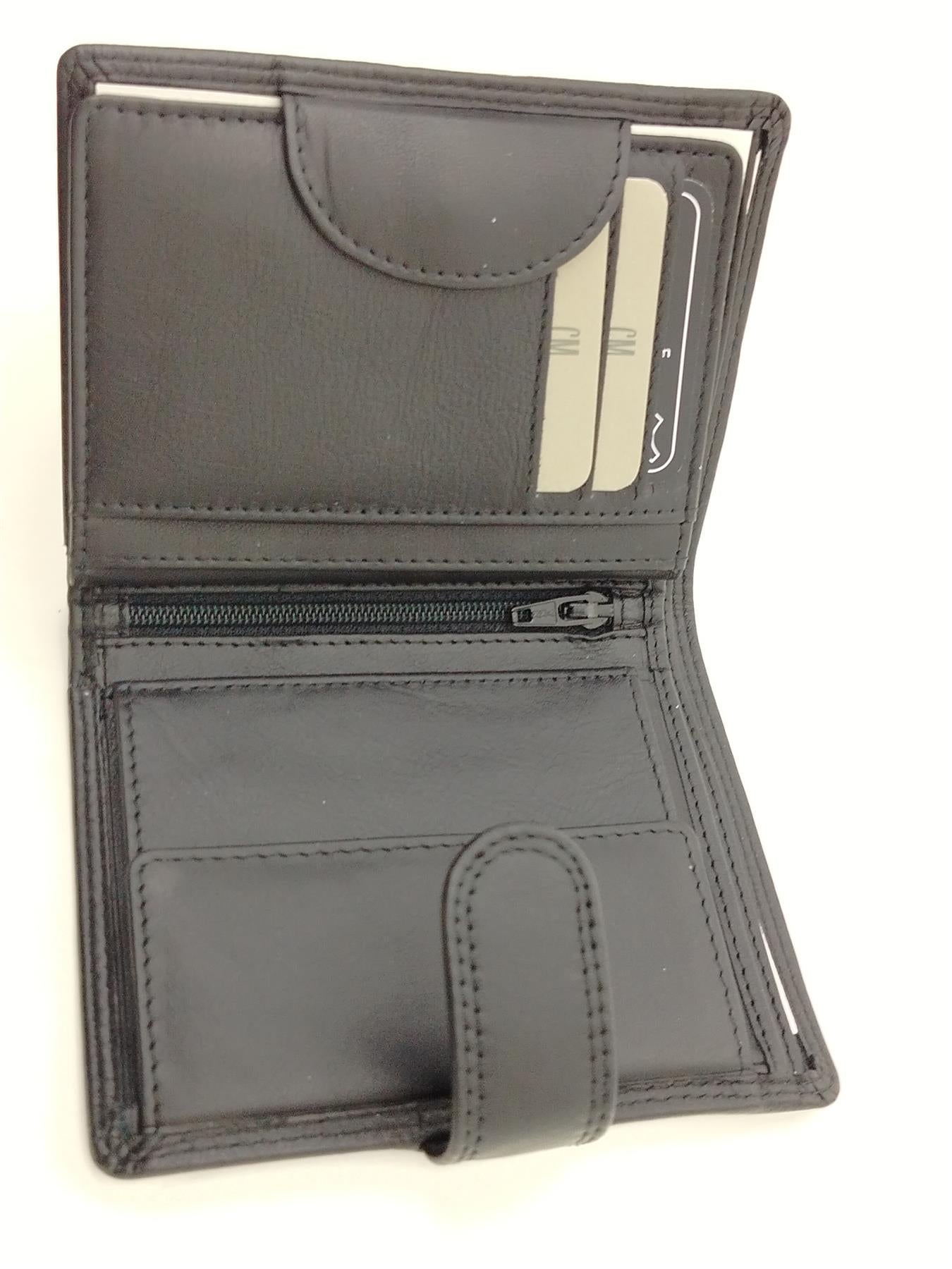 Herrenbörse Herren Geldbörse Leder Brieftasche Kombibörse  CM, mit Lasche schwarz