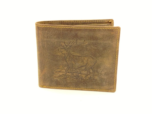 Vintage Scheintasche extra Ausweisfach Stag-3 Leder Hirsch Motiv