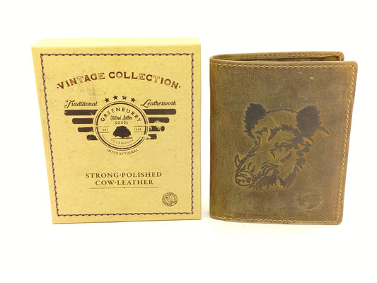 Greenburry Leder Geldbörse Wildschein braun – Vintage Herren Portemonnaie