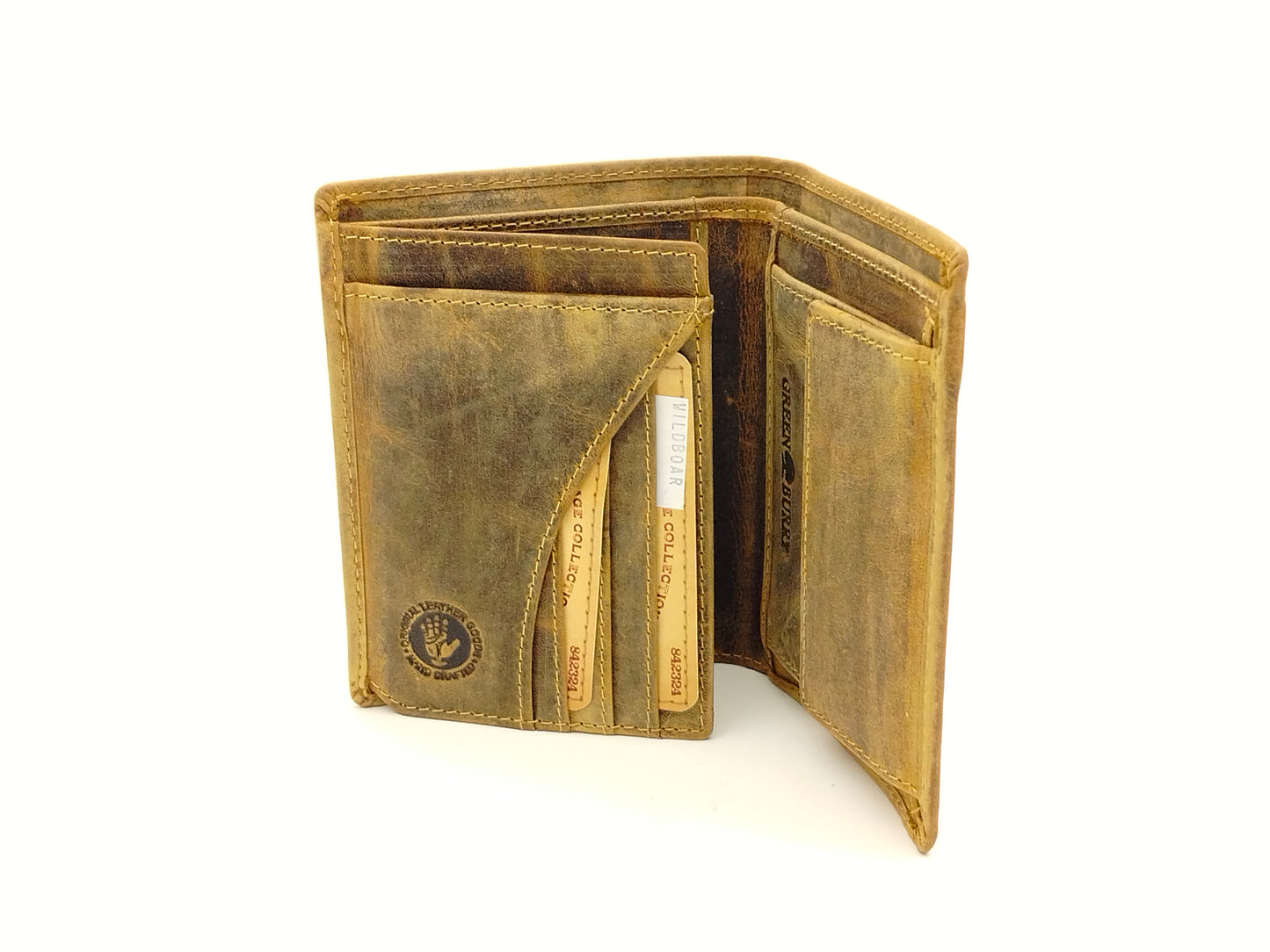 Greenburry Leder Geldbörse Wildschein braun – Vintage Herren Portemonnaie