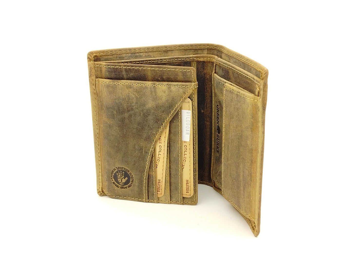 Greenburry Leder Geldbörse Wildschein braun – Vintage Herren Portemonnaie