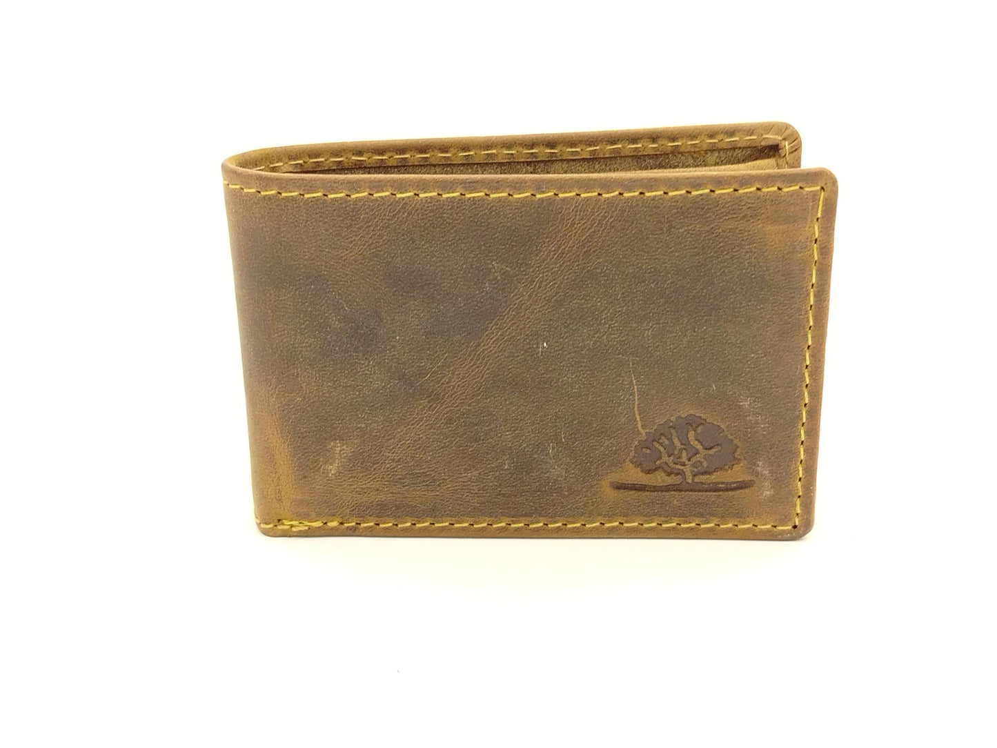Mini Geldbörse Herren Leder klein – super flache Scheintasche im Vintage Look, Hosentaschen Portemonnaie antikbraun
