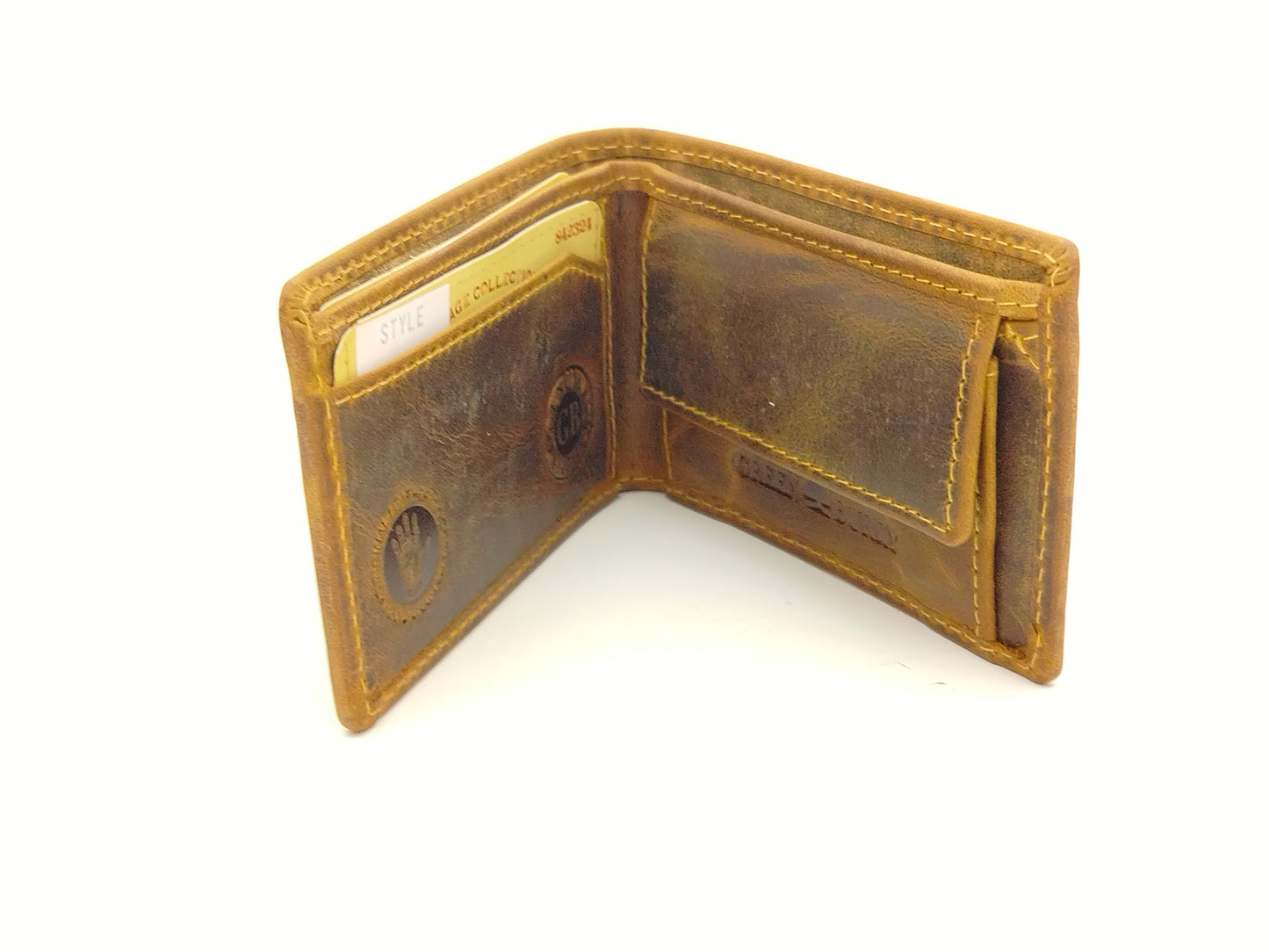 Mini Geldbörse Herren Leder klein – super flache Scheintasche im Vintage Look, Hosentaschen Portemonnaie antikbraun