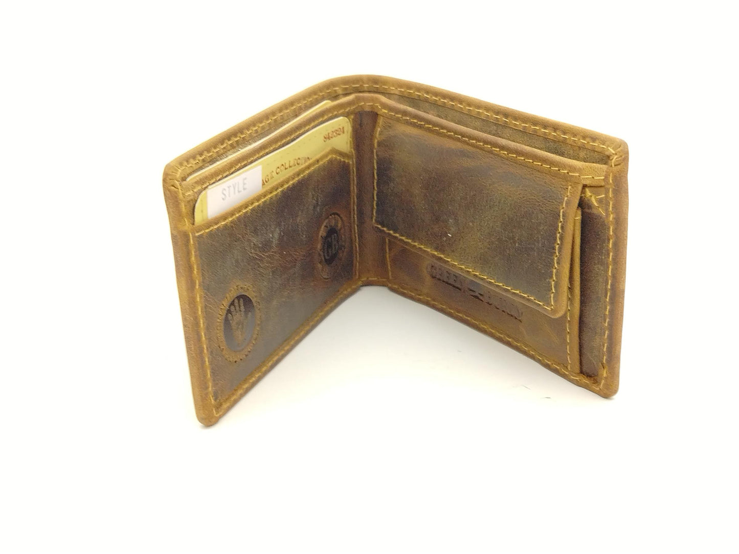Mini Geldbörse Herren Leder klein – super flache Scheintasche im Vintage Look, Hosentaschen Portemonnaie antikbraun