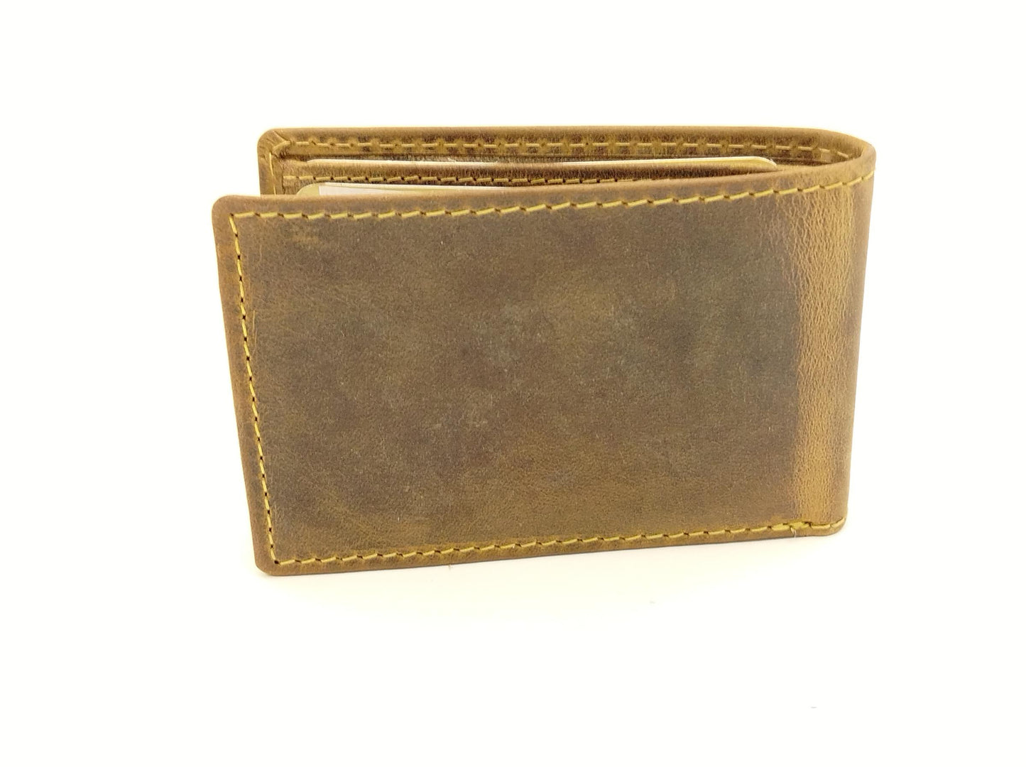 Mini Geldbörse Herren Leder klein – super flache Scheintasche im Vintage Look, Hosentaschen Portemonnaie antikbraun