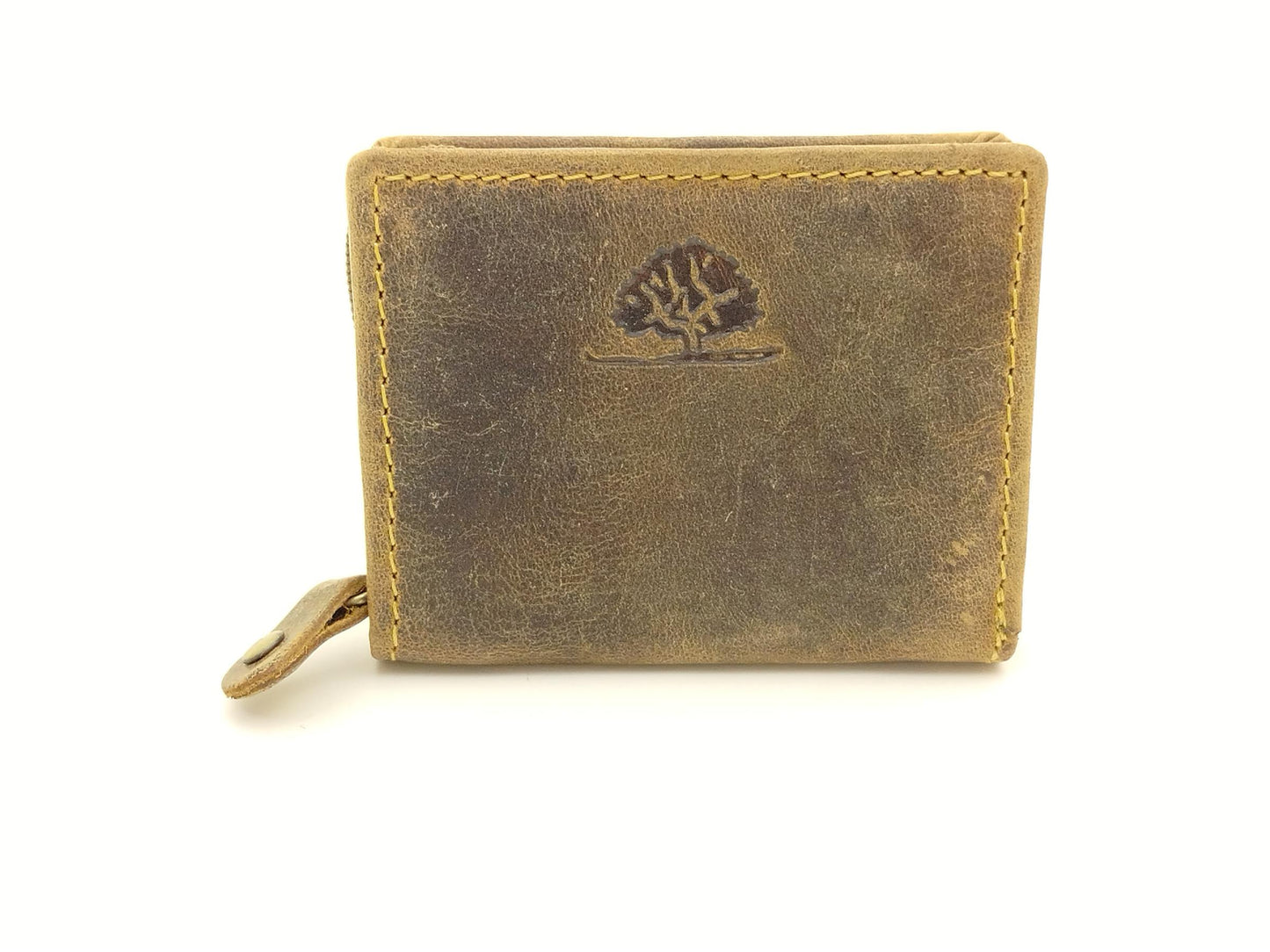 Greenburry Vintage Minibörse braun Reißverschluss-Kleingeldbörse 9x7cm