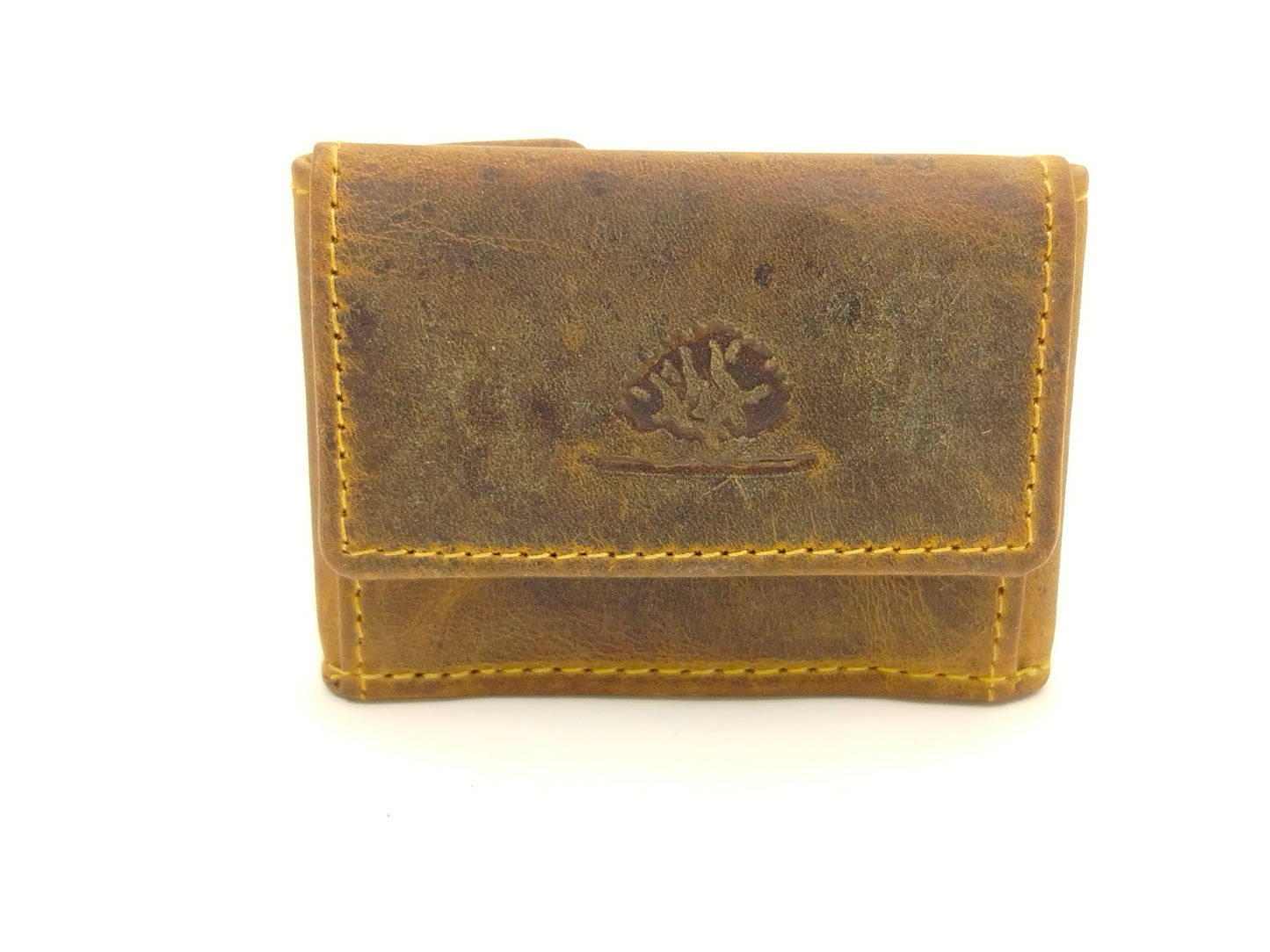 Mini Geldbörse Leder braun – kleine Lederbörse Vintage für Bargeld & Münzen, ultrakompaktes Portemonnaie