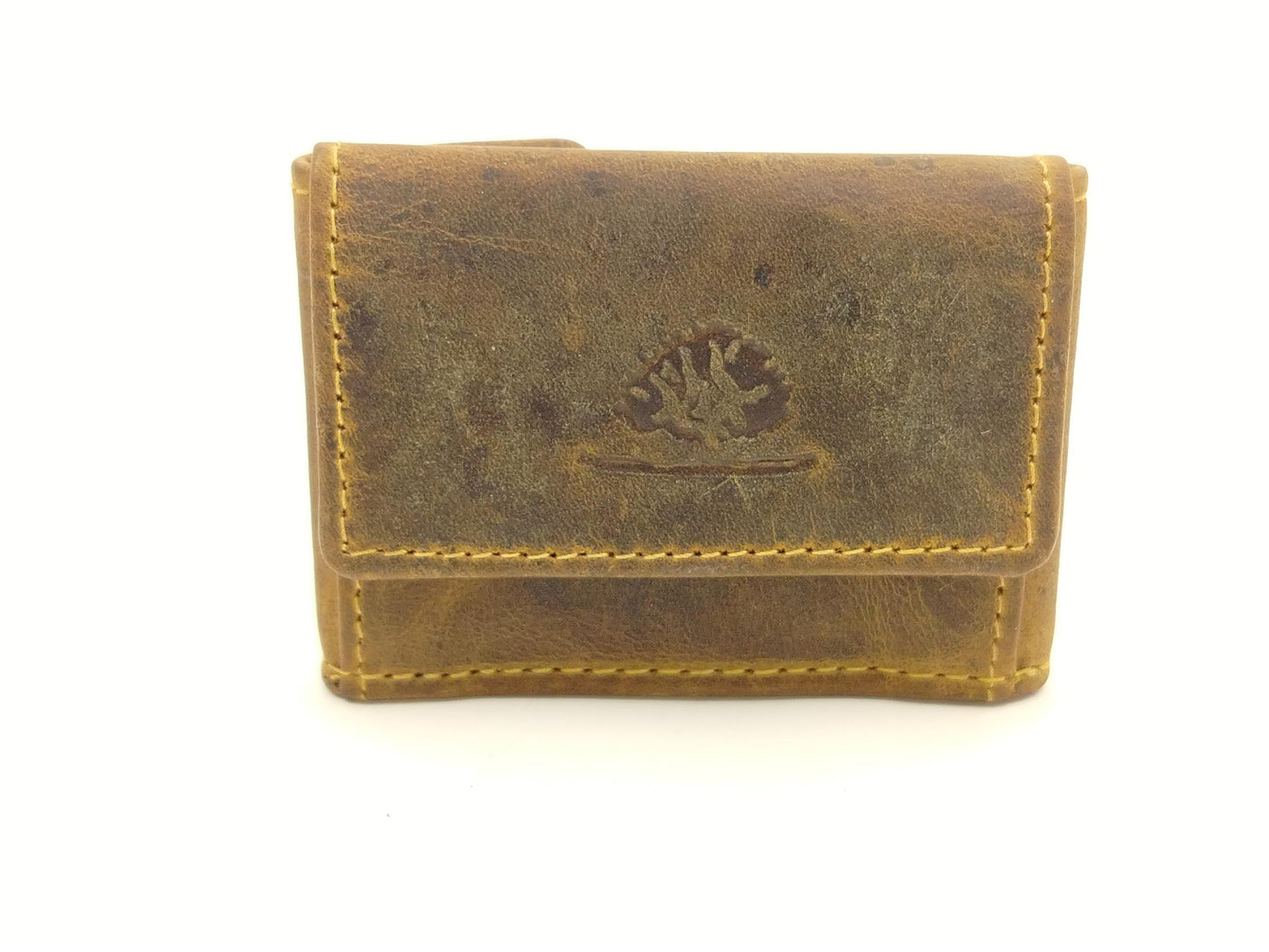 Mini Geldbörse Leder braun – kleine Lederbörse Vintage für Bargeld & Münzen, ultrakompaktes Portemonnaie