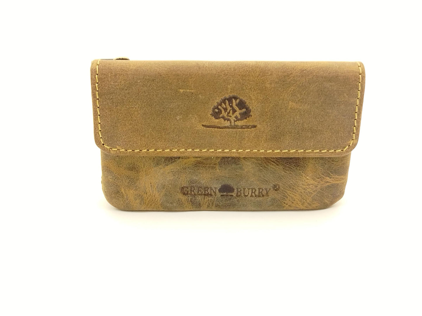 Schlüsselbörse Leder Vintage braun – Schlüsselmäppchen mit Reißverschluss, Kartenfächern & Kette aus Rindleder