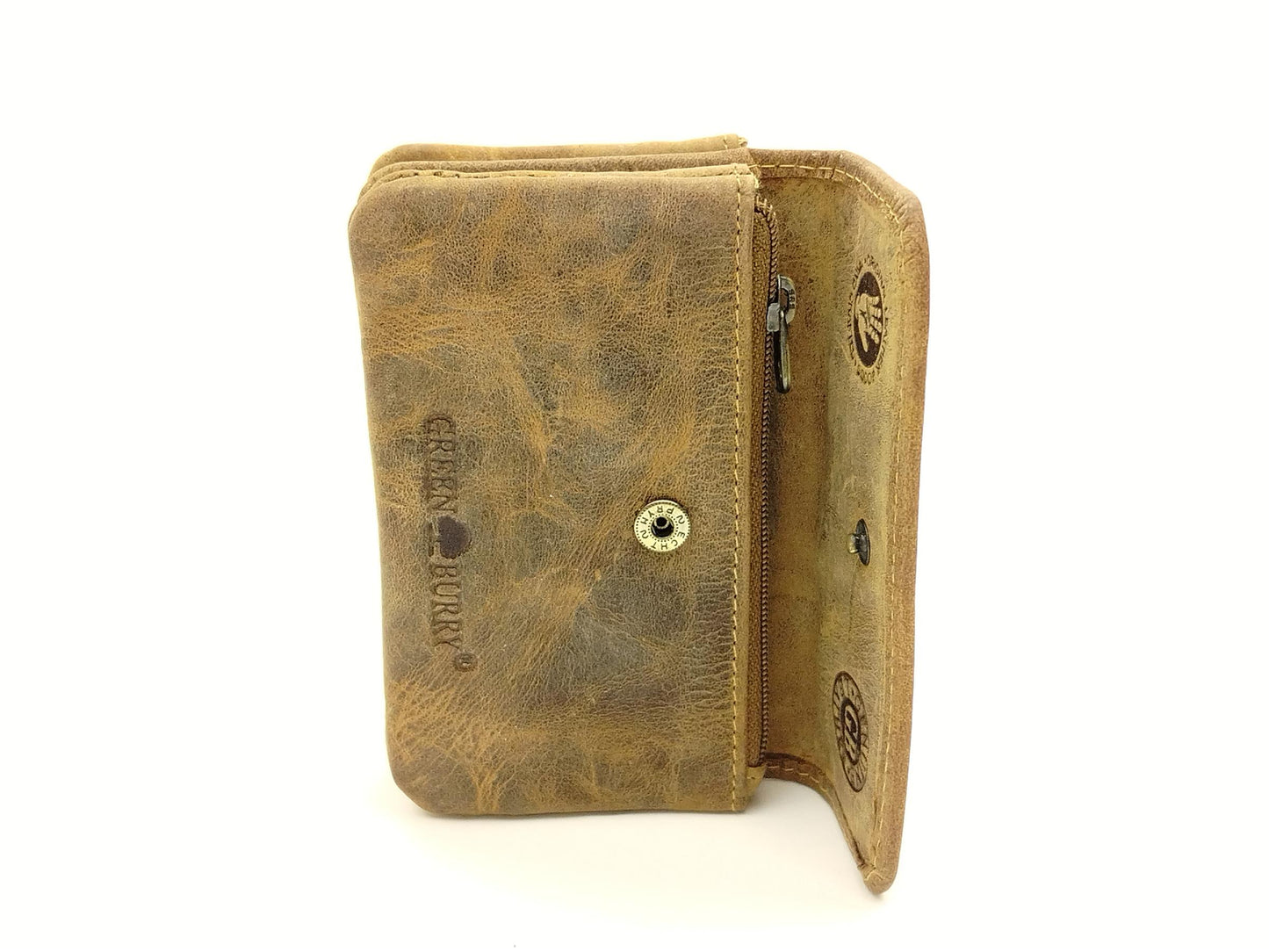 Schlüsselbörse Leder Vintage braun – Schlüsselmäppchen mit Reißverschluss, Kartenfächern & Kette aus Rindleder