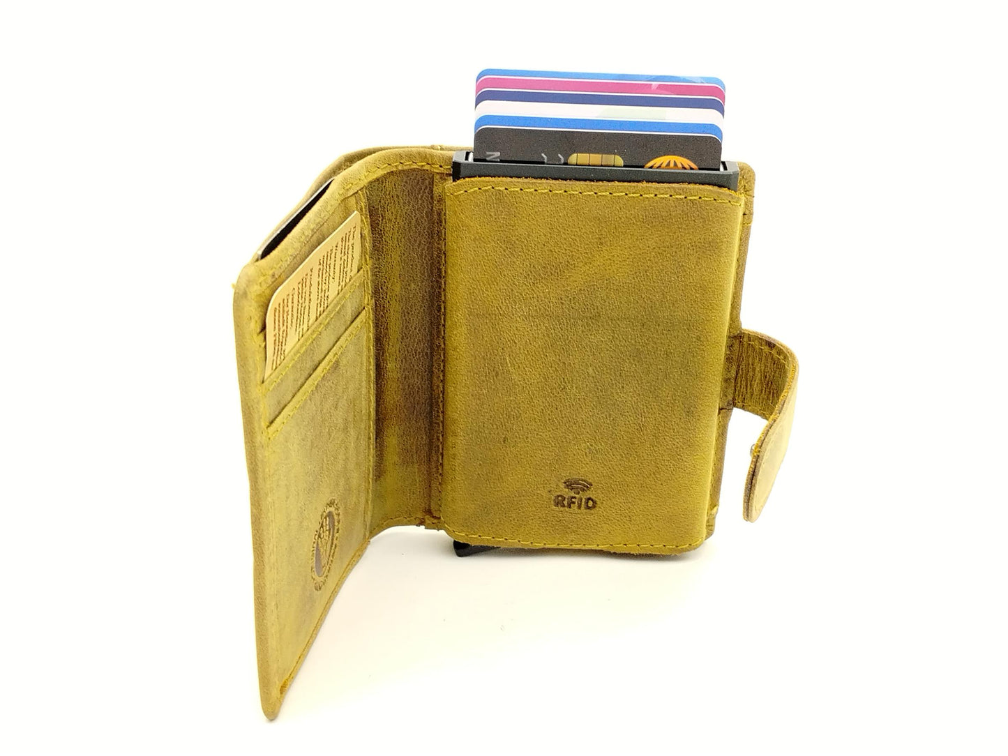 Vintage original RFID card slider coin tan