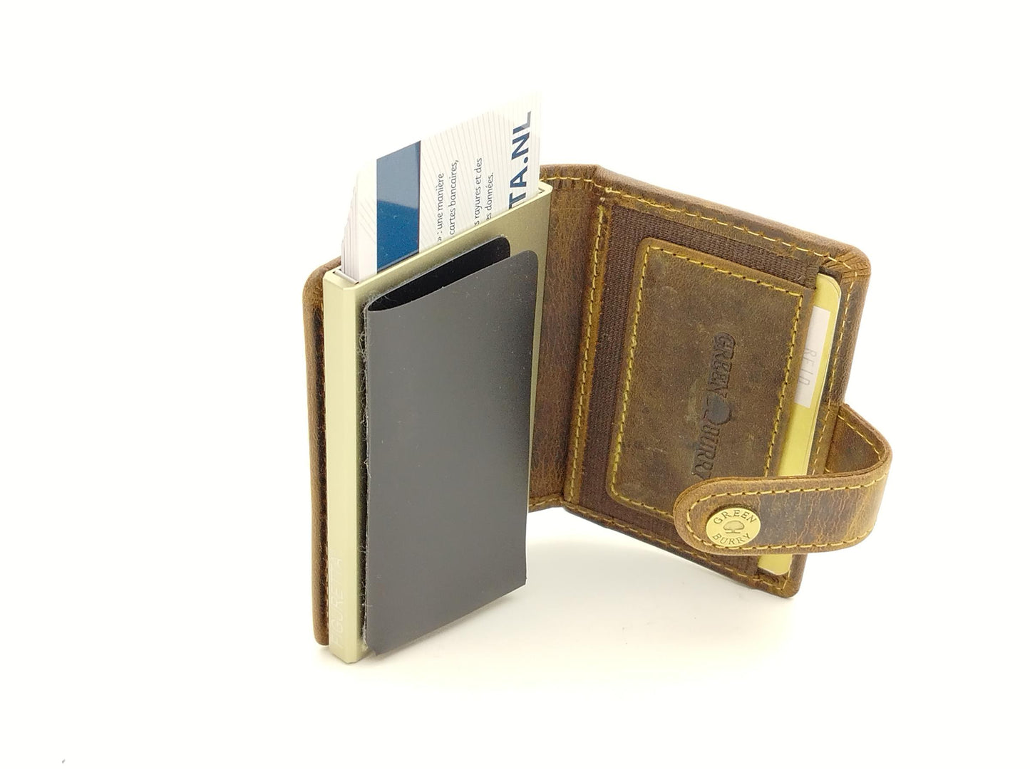 Vintage original RFID card slider zip brown