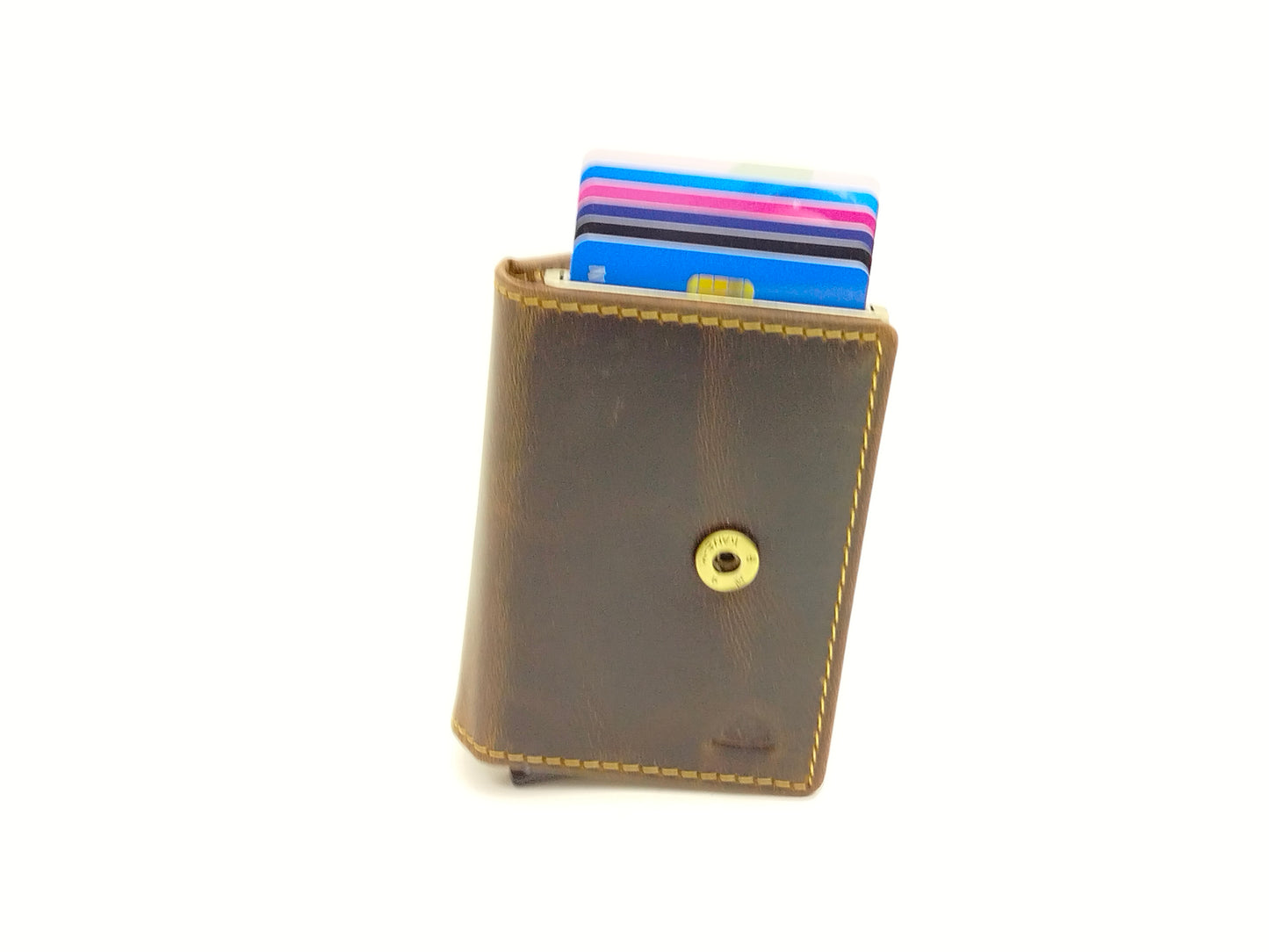 Vintage original RFID card slider zip brown